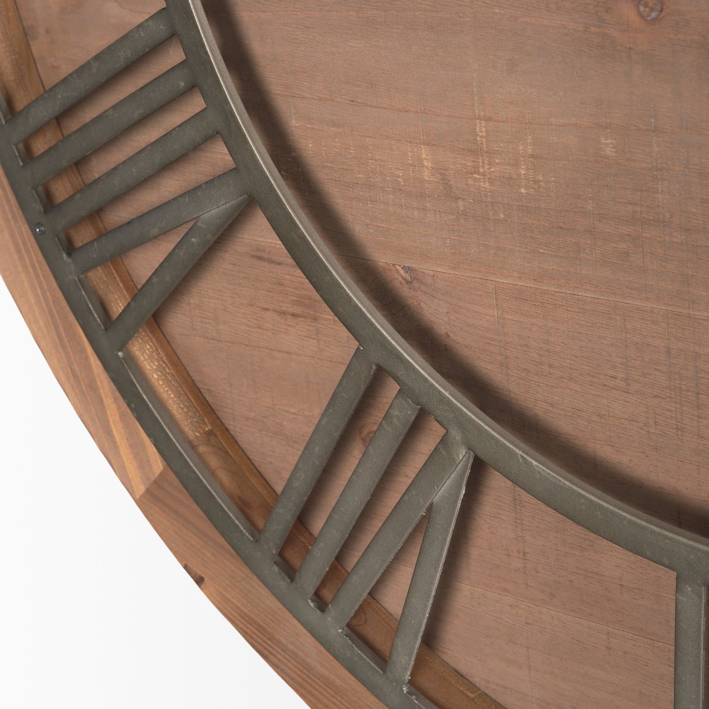 Raul Medium Brown Wood W/ Silver Metal Wall Clock