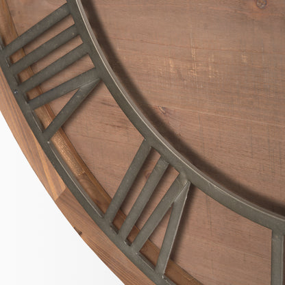 Raul Medium Brown Wood W/ Silver Metal Wall Clock