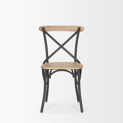 Etienne Light Brown Wood w/ Iron Metal Dining Chair