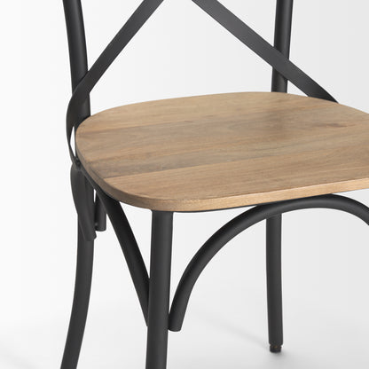 Etienne Light Brown Wood w/ Iron Metal Dining Chair