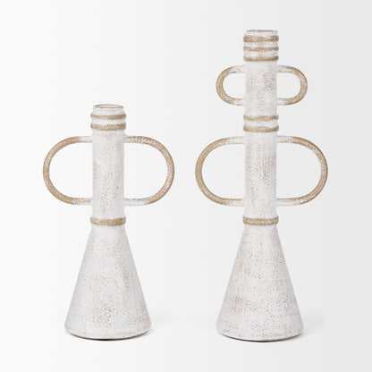 Ziva Small Distressed Wall White Metal Sculptural Object