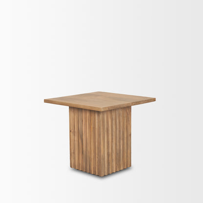 June Light Brown Wood w/ Fluting Square Side Table