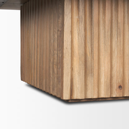 June Light Brown Wood w/ Fluting Square Coffee Table