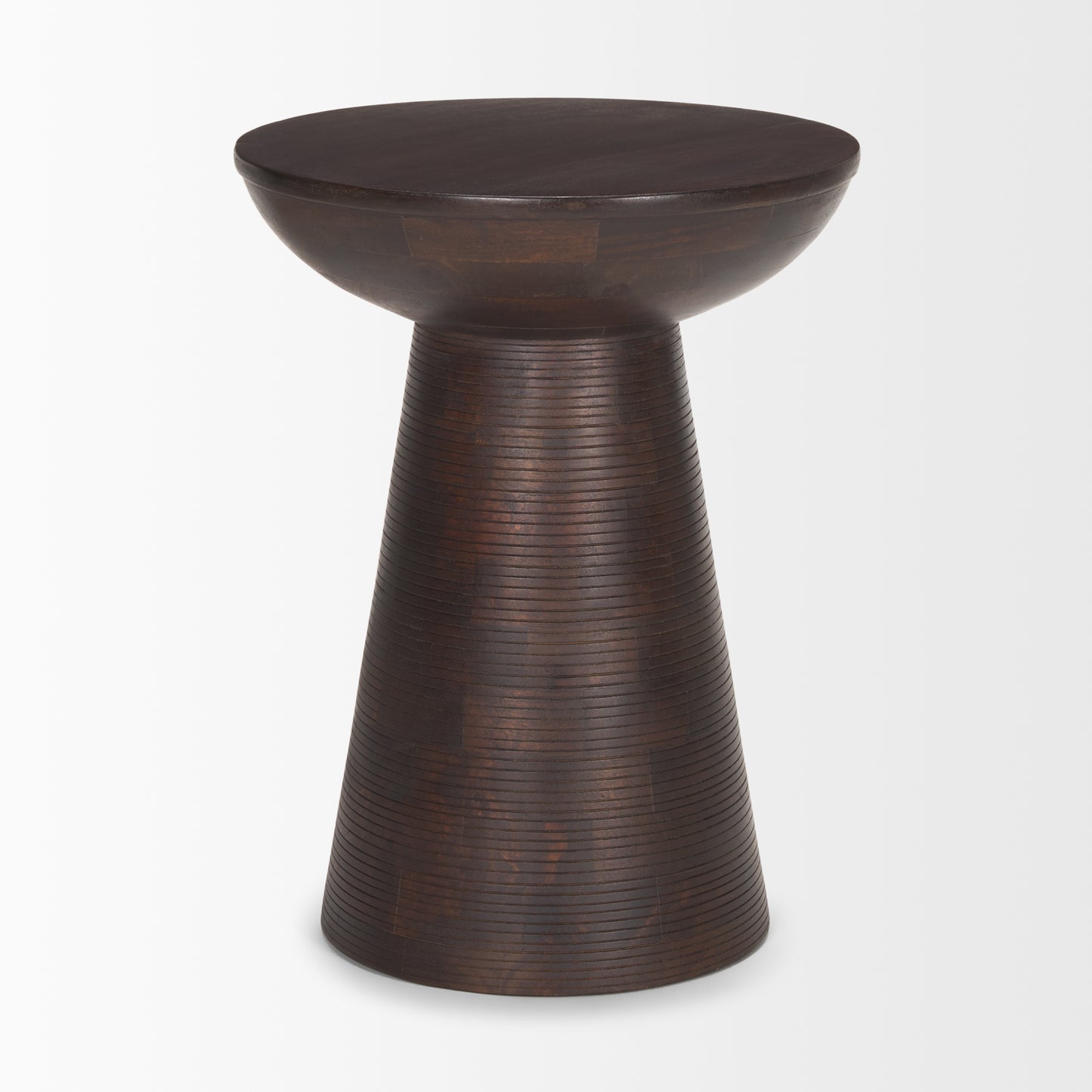 Novell Dark Brown Wood Pedestal Accent Table