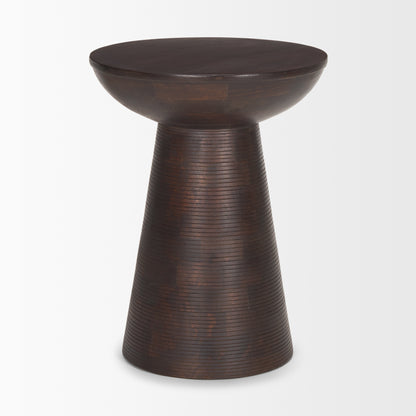 Novell Dark Brown Wood Pedestal Accent Table