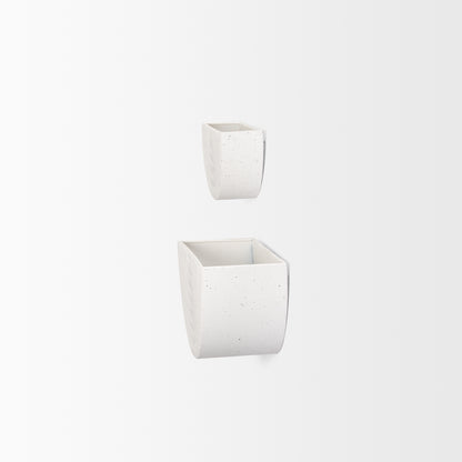 Shilo Matte White Metal Hanging Wall Planter (Set of 2)