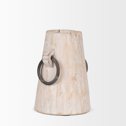 Monique Small Light Brown w/ Handles Wood Pot