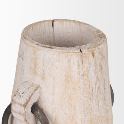 Monique Small Light Brown w/ Handles Wood Pot