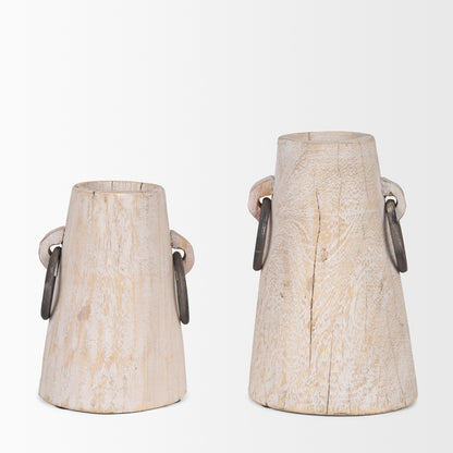 Monique Small Light Brown w/ Handles Wood Pot