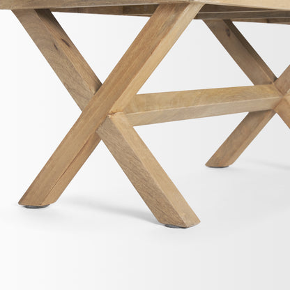 Solis II 50L x 16W Brown Base Beige Woven Leather Cushion Accent Bench