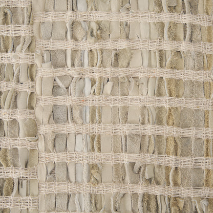 Solis II 50L x 16W Brown Base Beige Woven Leather Cushion Accent Bench