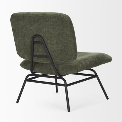 Nora Forest Green Fabric w/ Matte Black Metal Legs Accent Chair
