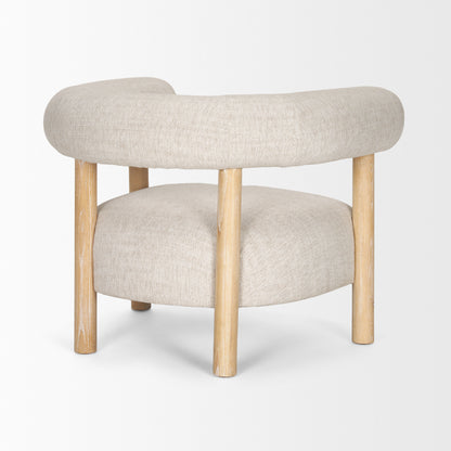 Gianna Open Back Light Brown Wood w/ Oatmeal Fabric Accent Chair
