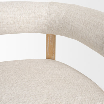 Gianna Open Back Light Brown Wood w/ Oatmeal Fabric Accent Chair