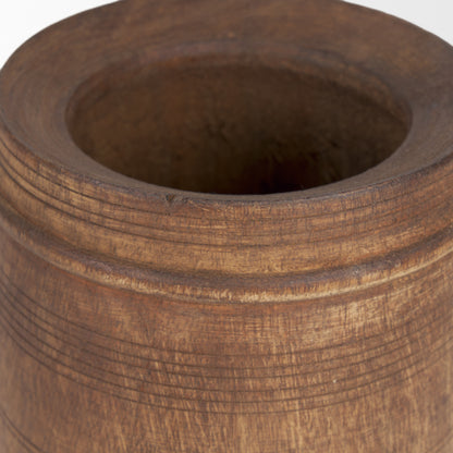 Porta Small Medium Brown Reclaimed Wooden Pot