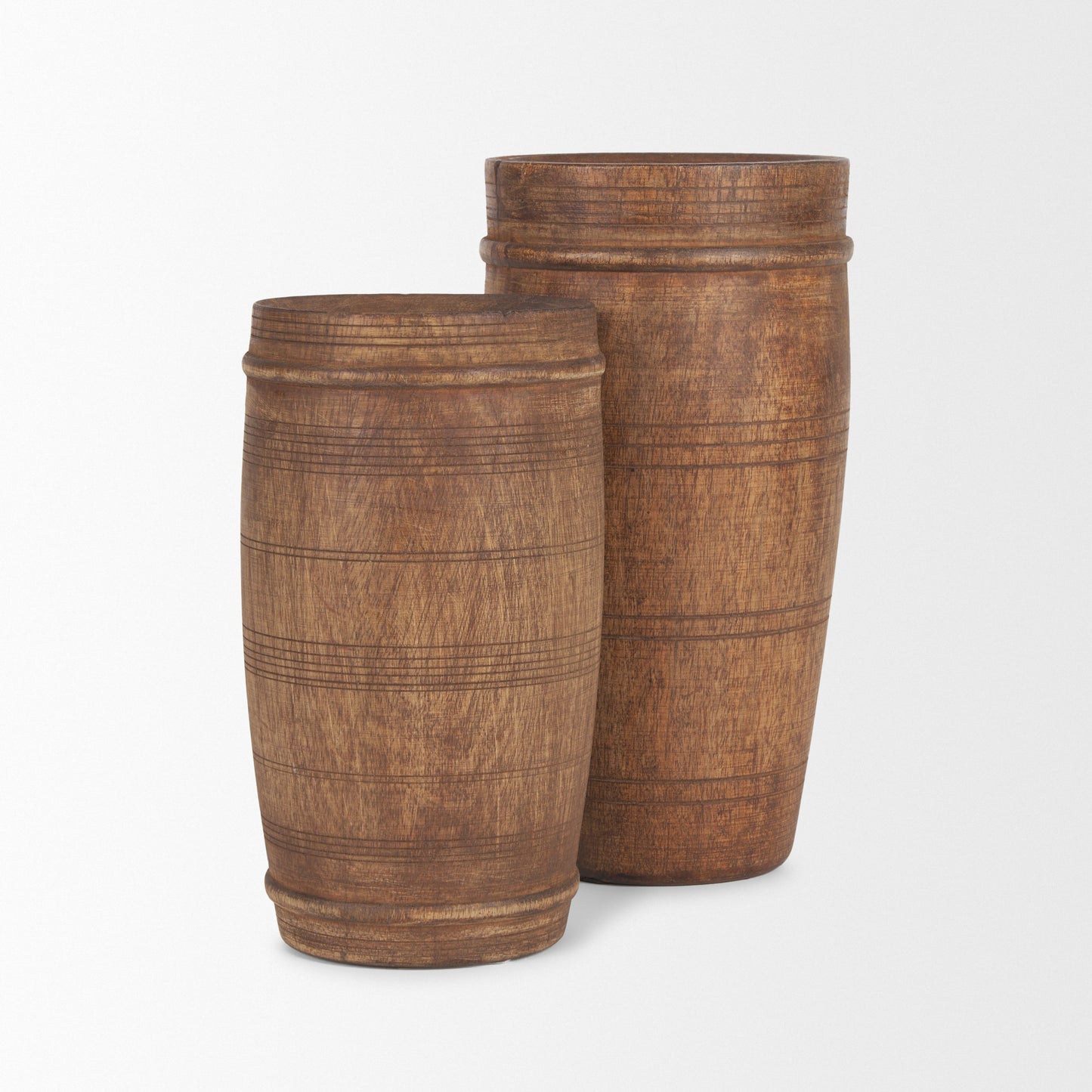Porta Small Medium Brown Reclaimed Wooden Pot