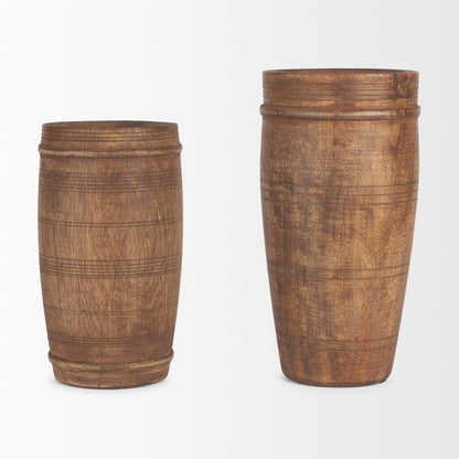 Porta Small Medium Brown Reclaimed Wooden Pot