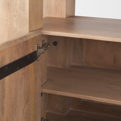 Beth Light Brown Wood w/ Open and Closed Storage Shelving Unit