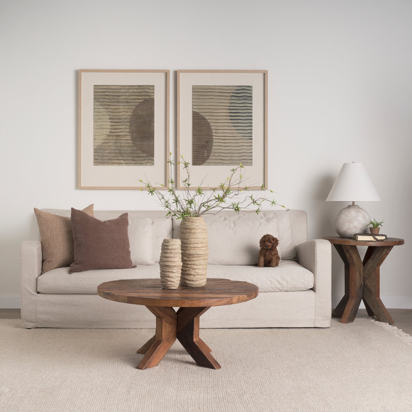 Kamli Small Beige Paper Mache Vase