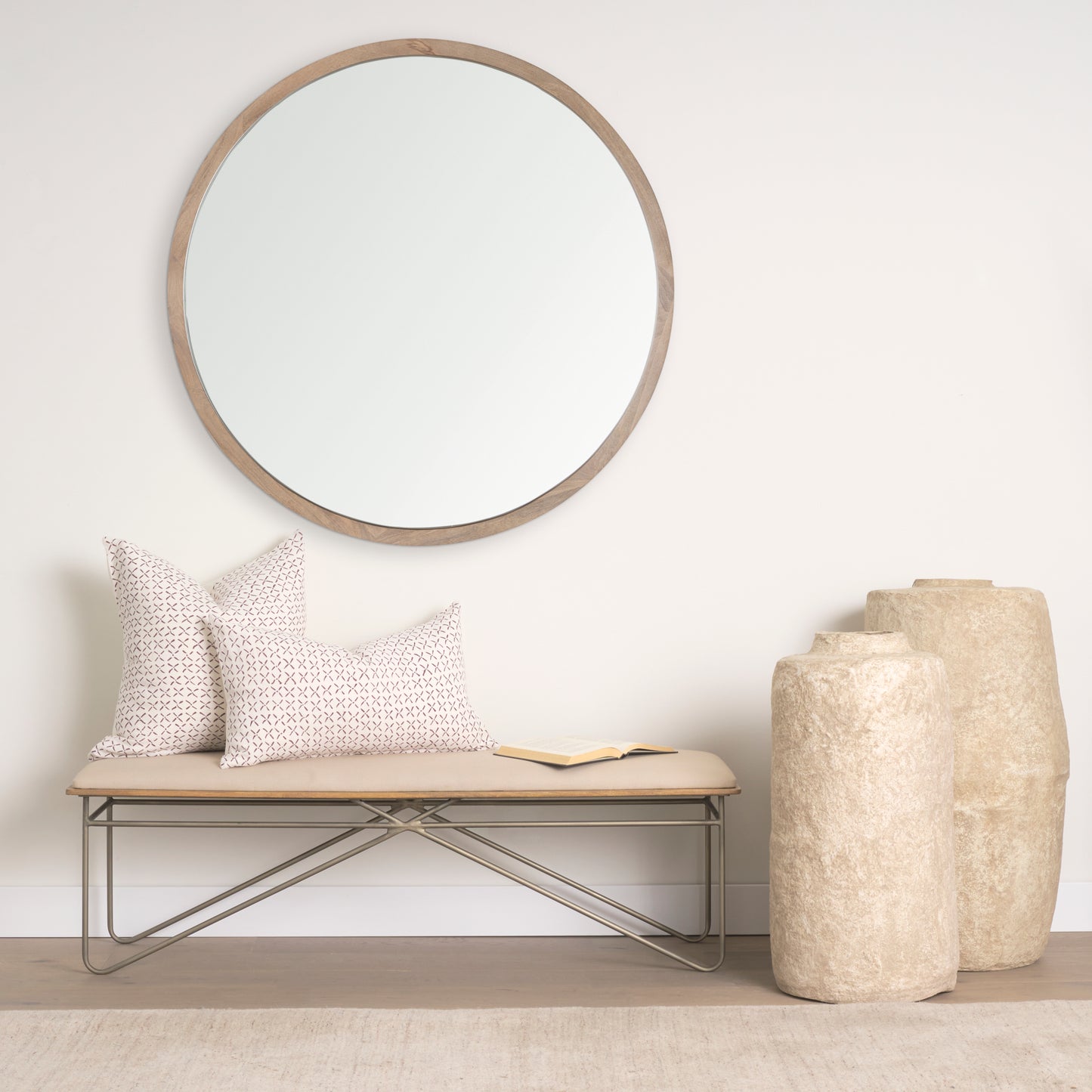 Jayden Cream w/ Merlot Print Linen Lumbar Decorative Pillow Cover