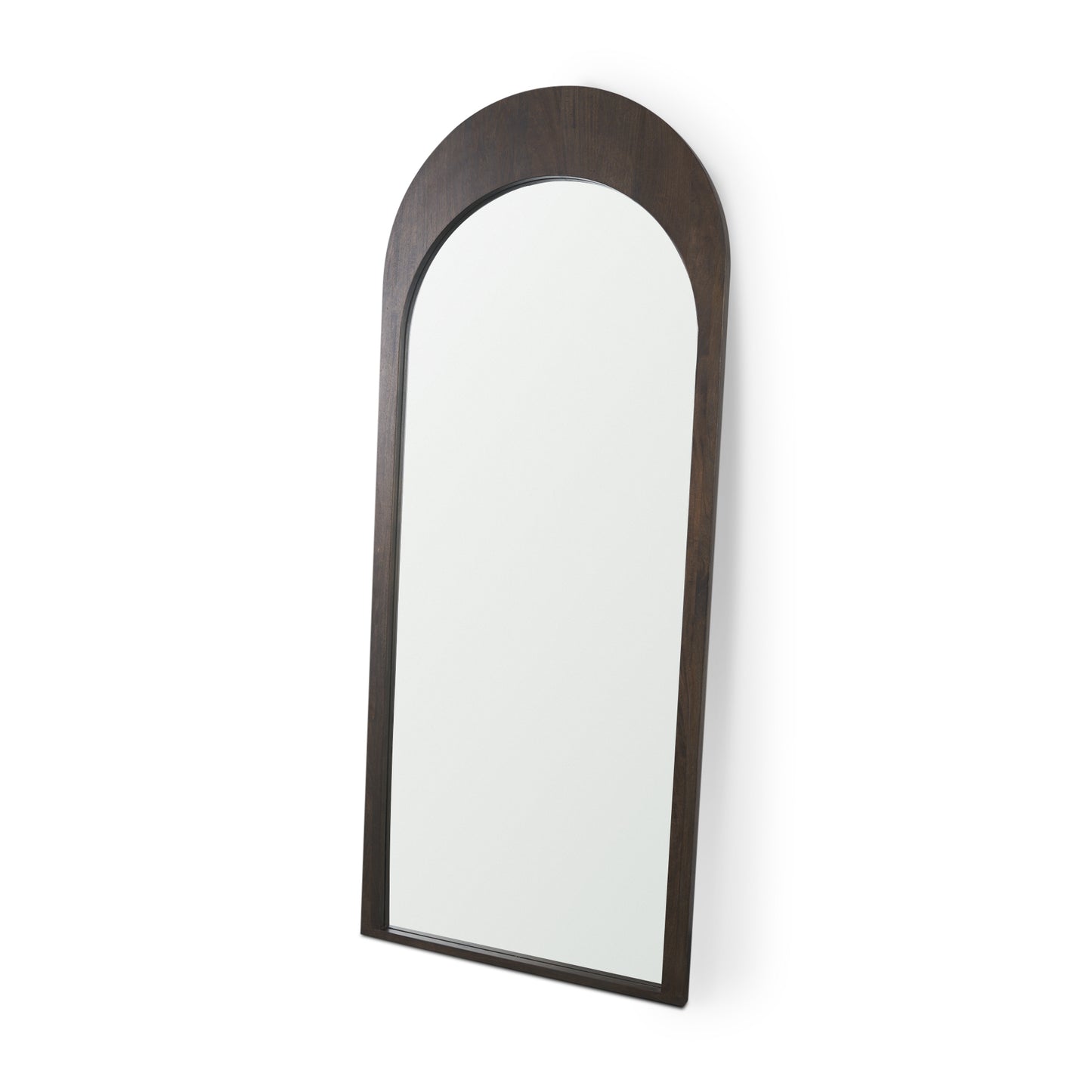 Celeste Dark Brown Wood Arched Floor Mirror