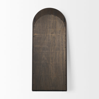 Celeste Dark Brown Wood Arched Floor Mirror