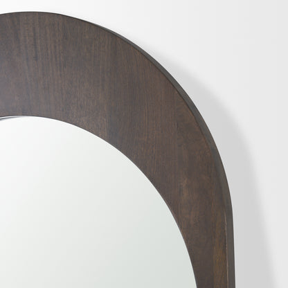 Celeste Dark Brown Wood Arched Floor Mirror