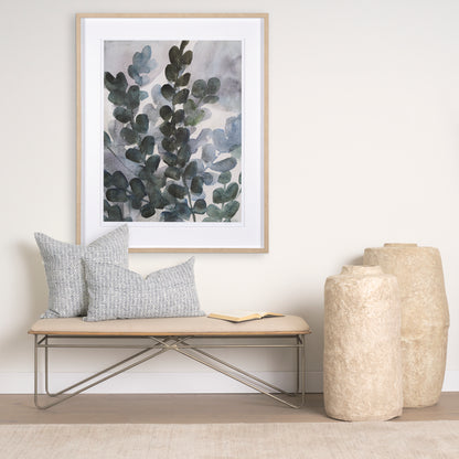 Janelle Cream w/ Indigo Print Linen Lumbar Decorative Pillow Cover