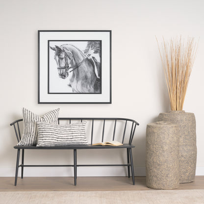 Jenna Cream w/ Black Print Linen Lumbar Decorative Pillow Cover