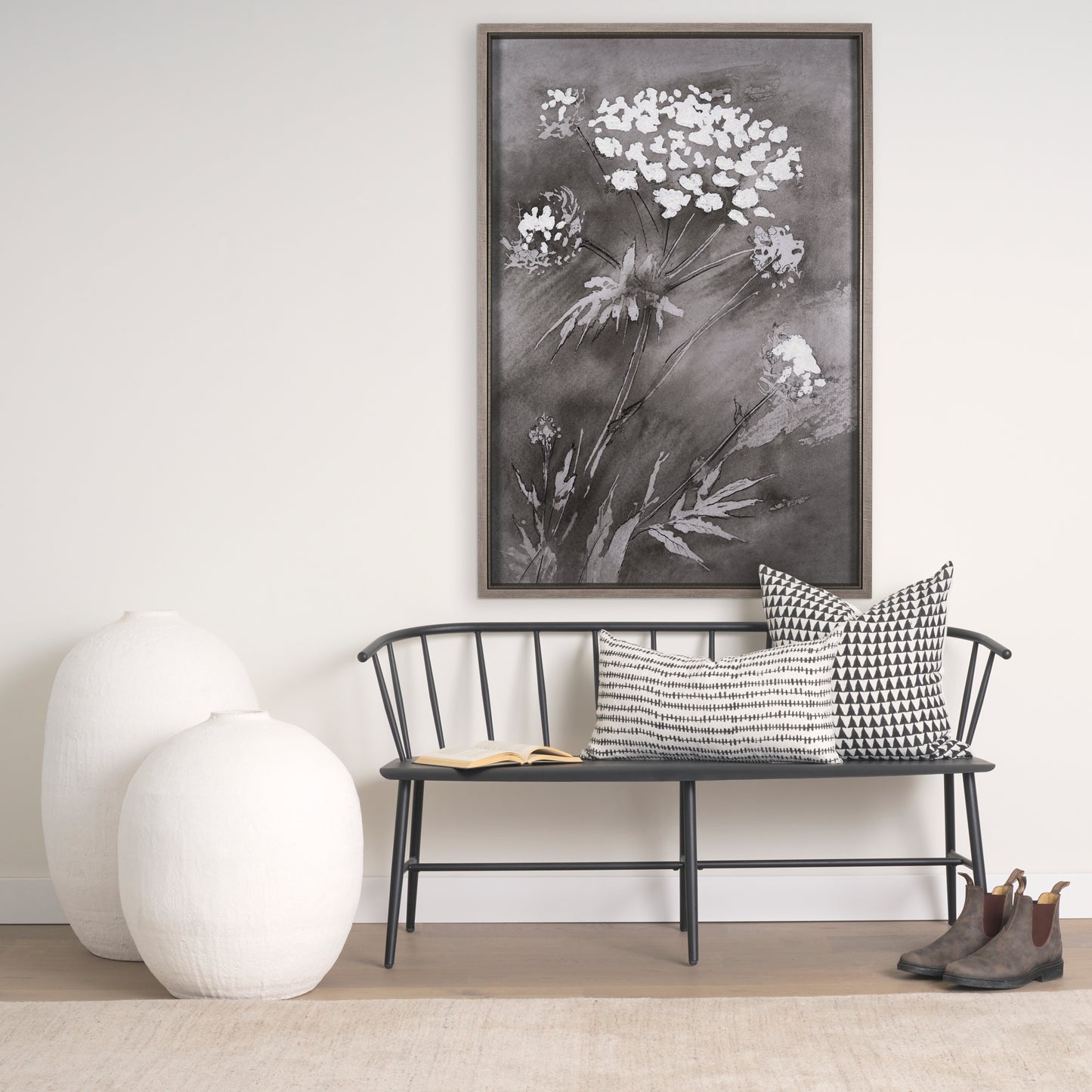 Karakum I Short White Textured Ceramic Vase