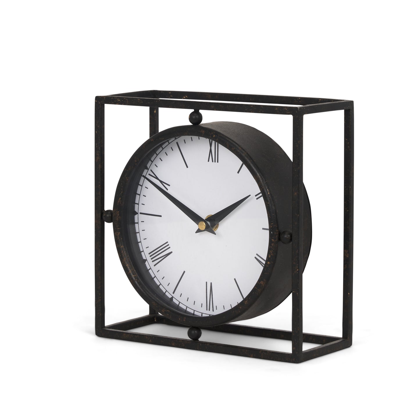 Raisa Black w/ Gold Antiquing Metal Table Clock