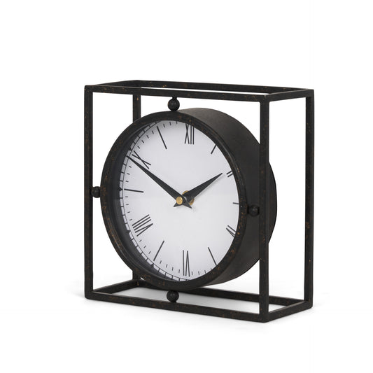 Raisa Black w/ Gold Antiquing Metal Table Clock