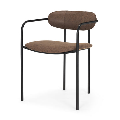 Parker Muted Brown Faux Leather w/ Black Metal Dining Chair
