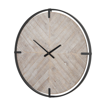 Rani Matte Black Metal w/ Wood Wall Clock