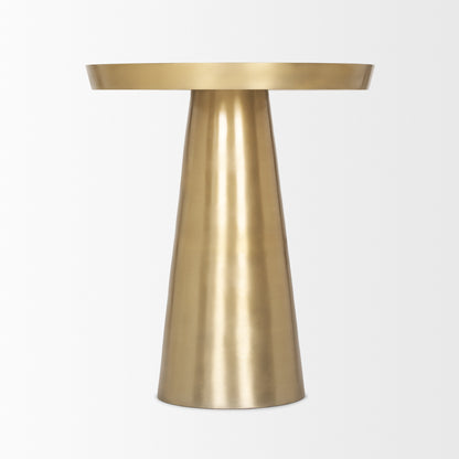 Roland Satin Brass Cast Aluminum Metal Accent Table