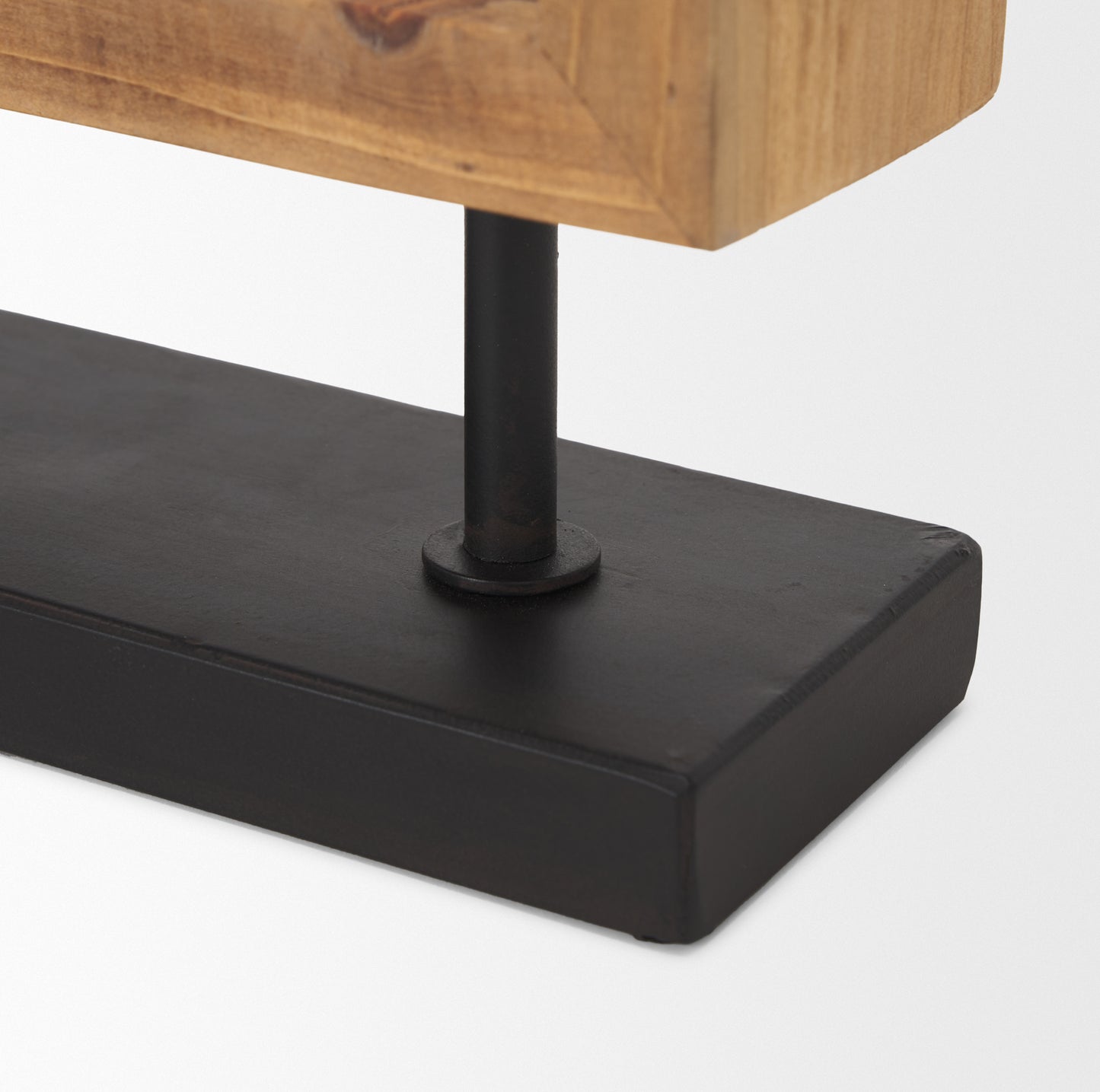 Renaya Light Brown Wood w/ Matte Black Metal Base Table Clock