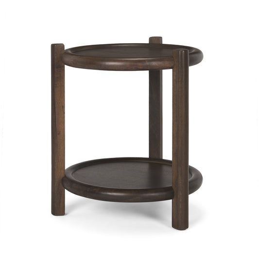 Romi Dark Brown Wood w/ Bottom Shelf Round Accent Table