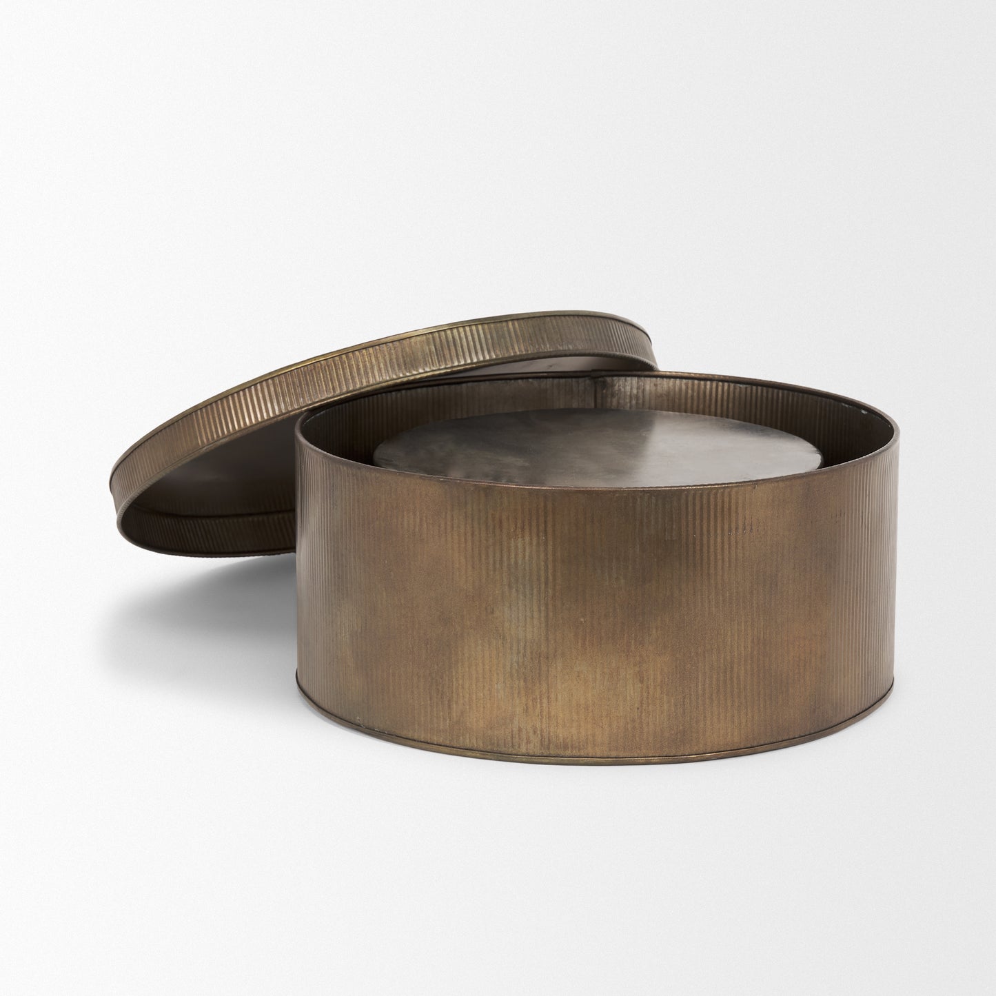 Josephine Round Antique Gold Metal Box (Set of 2)