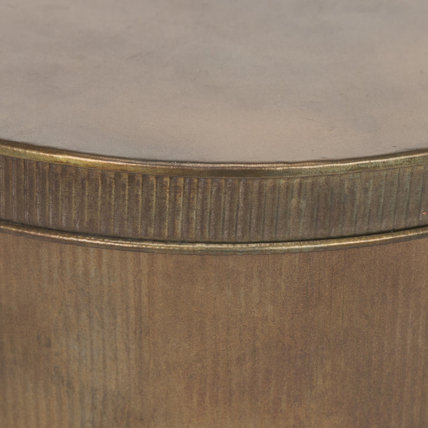 Josephine Round Antique Gold Metal Box (Set of 2)