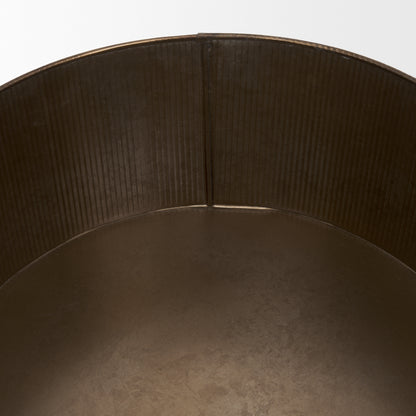 Josephine Round Antique Gold Metal Box (Set of 2)