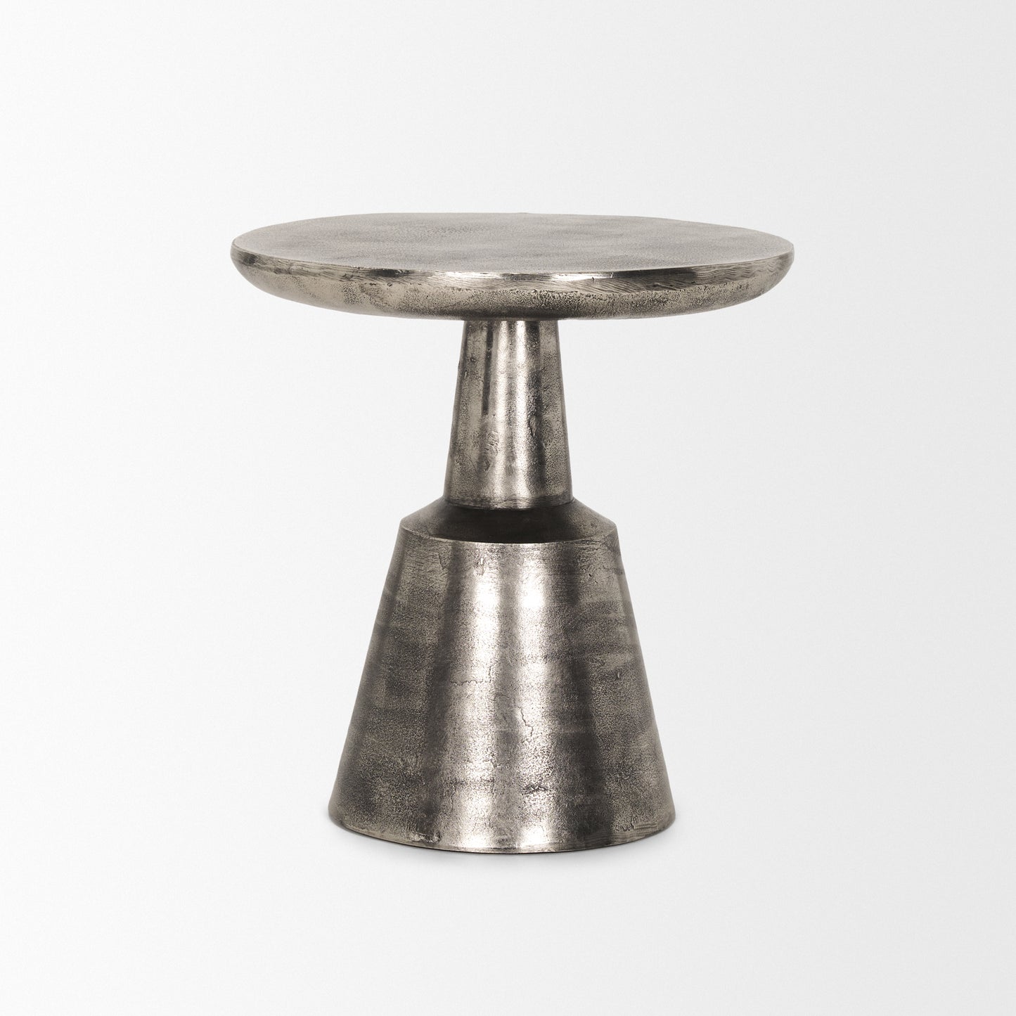 Bobbi Textured Polished Nickel Cast Aluminum Metal Accent Table