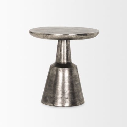 Bobbi Textured Polished Nickel Cast Aluminum Metal Accent Table