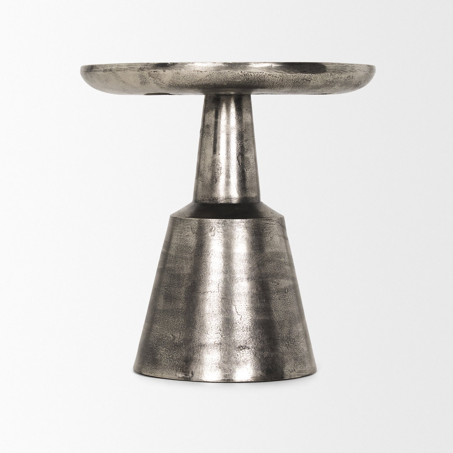 Bobbi Textured Polished Nickel Cast Aluminum Metal Accent Table