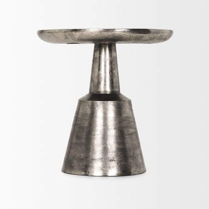 Bobbi Textured Polished Nickel Cast Aluminum Metal Accent Table