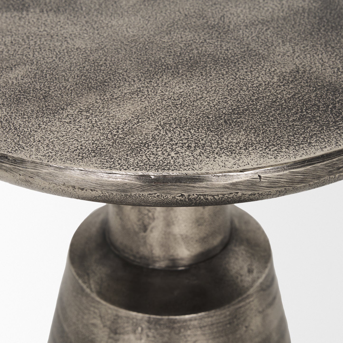 Bobbi Textured Polished Nickel Cast Aluminum Metal Accent Table