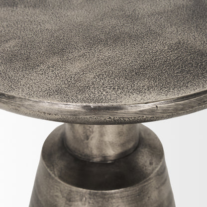 Bobbi Textured Polished Nickel Cast Aluminum Metal Accent Table