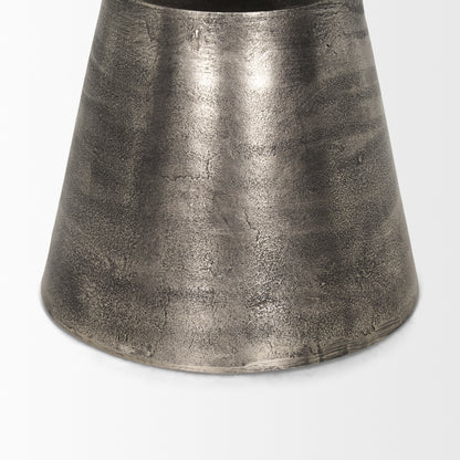 Bobbi Textured Polished Nickel Cast Aluminum Metal Accent Table