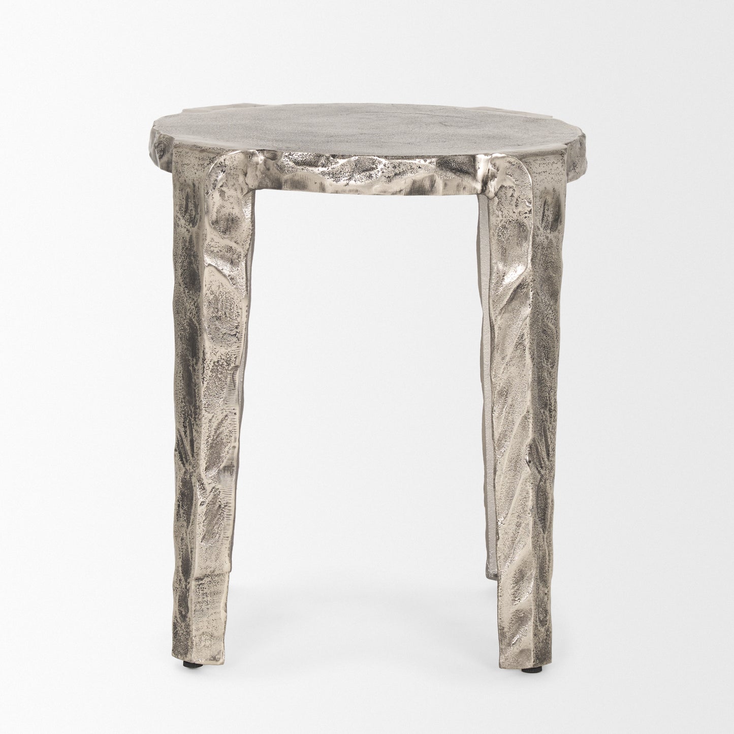 Randy Textured Silver Nickel Cast Aluminum Metal Accent Table