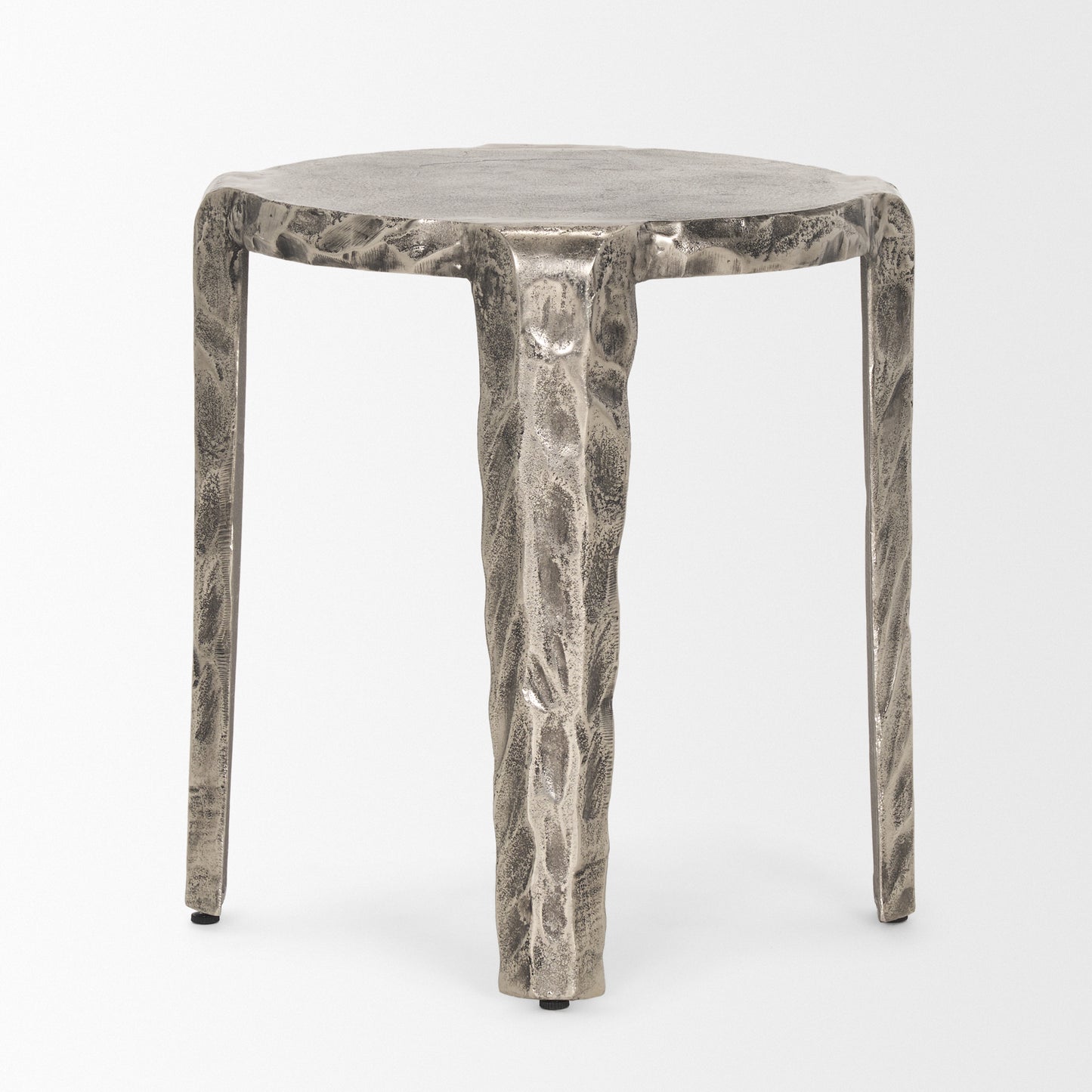 Randy Textured Silver Nickel Cast Aluminum Metal Accent Table