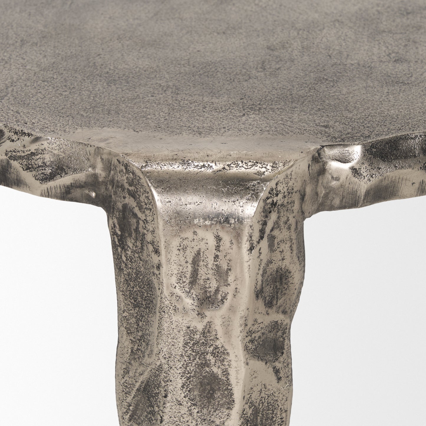 Randy Textured Silver Nickel Cast Aluminum Metal Accent Table